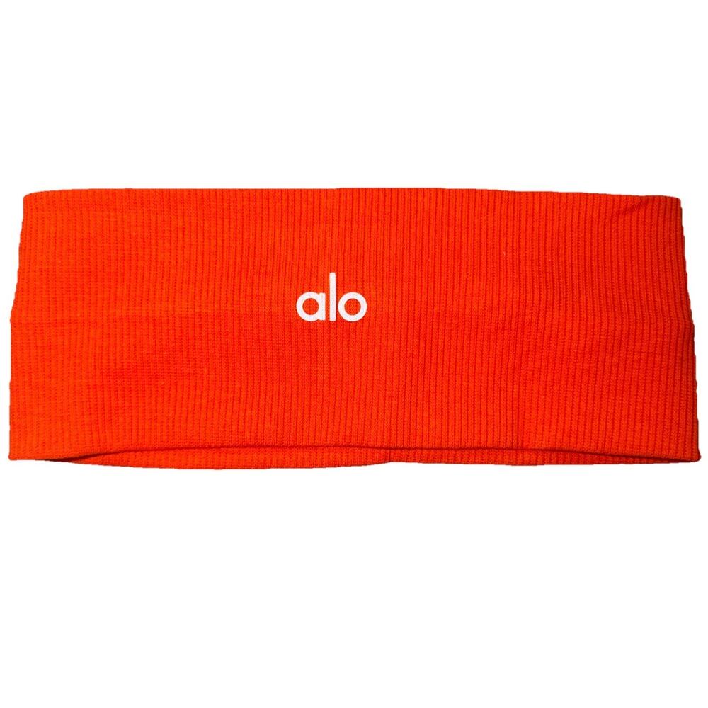 Alo Orange Ribbed Headband Unisex Adults One Size Athletic Fitness Yoga Solid I